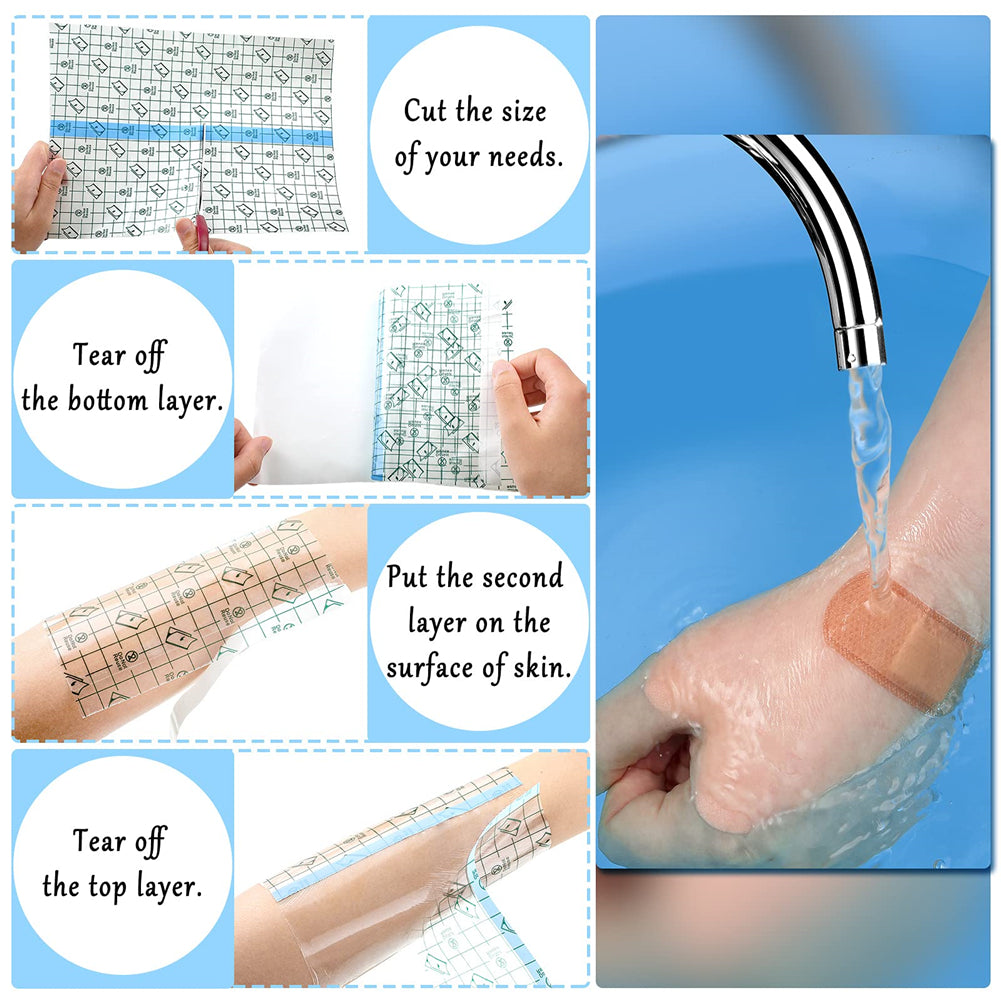 Anzailala Transparent Stretch Adhesive Bandage Clear Waterproof Bandages Dressing Tape for Shower Tattoos(15cm * 2 m)