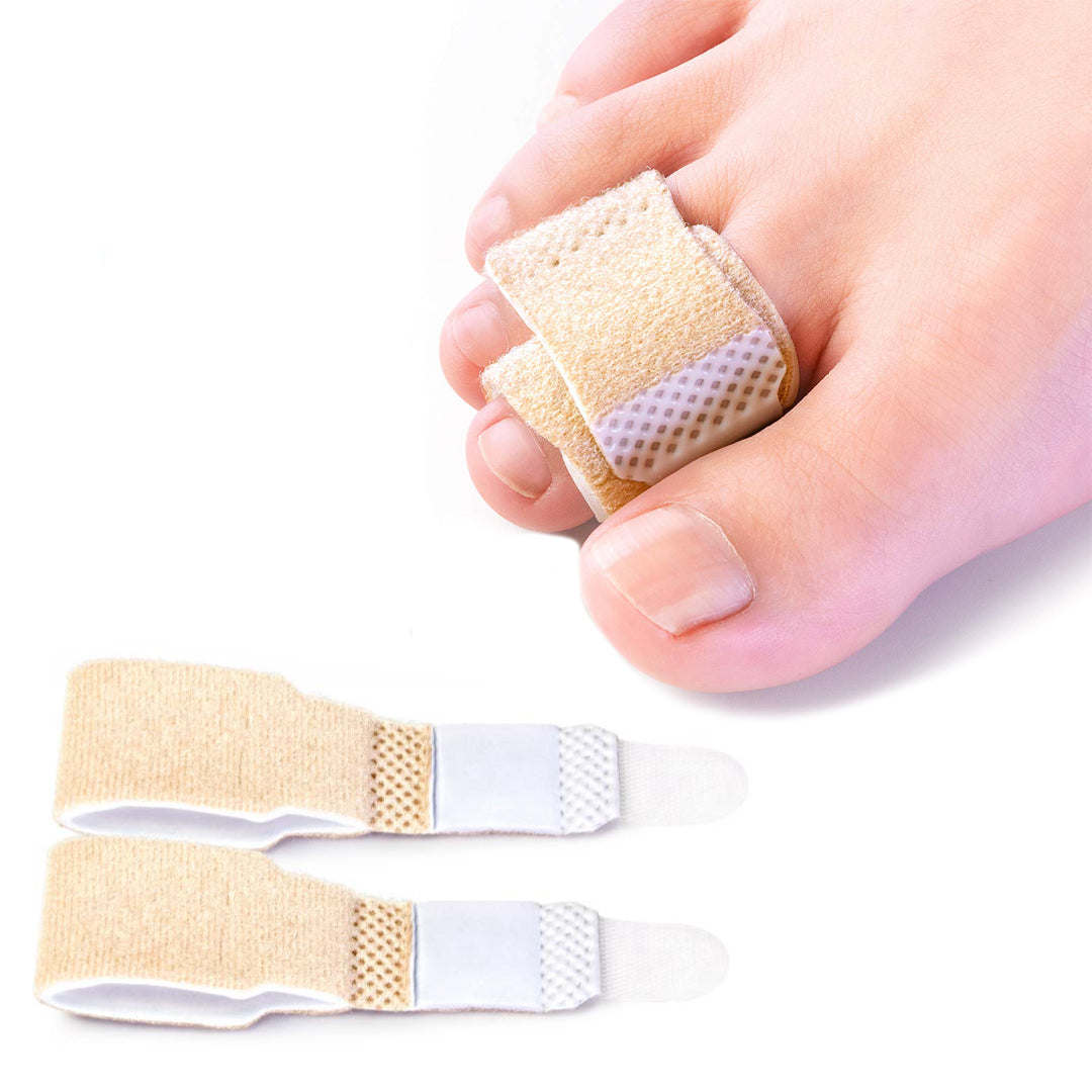 Anzailala Nylon 2Pcs Hammer Toe Straightener, Broken Toe Wraps,Toe Cushioned Bandages,Hammer Toe Splints For Correcting Hammer Toes, Broken Toes, Crooked Toes & Overlapping Toes Foot