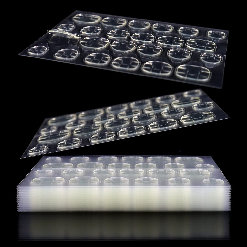 8 Sheets Double-sided Nail Jelly Sticker Waterproof Breathable Glue Tabs Jelly Glue Adhesive Tabs Super Sticky Fake Nail Glue Stickers for Manicure(8 sheets 192 pcs)