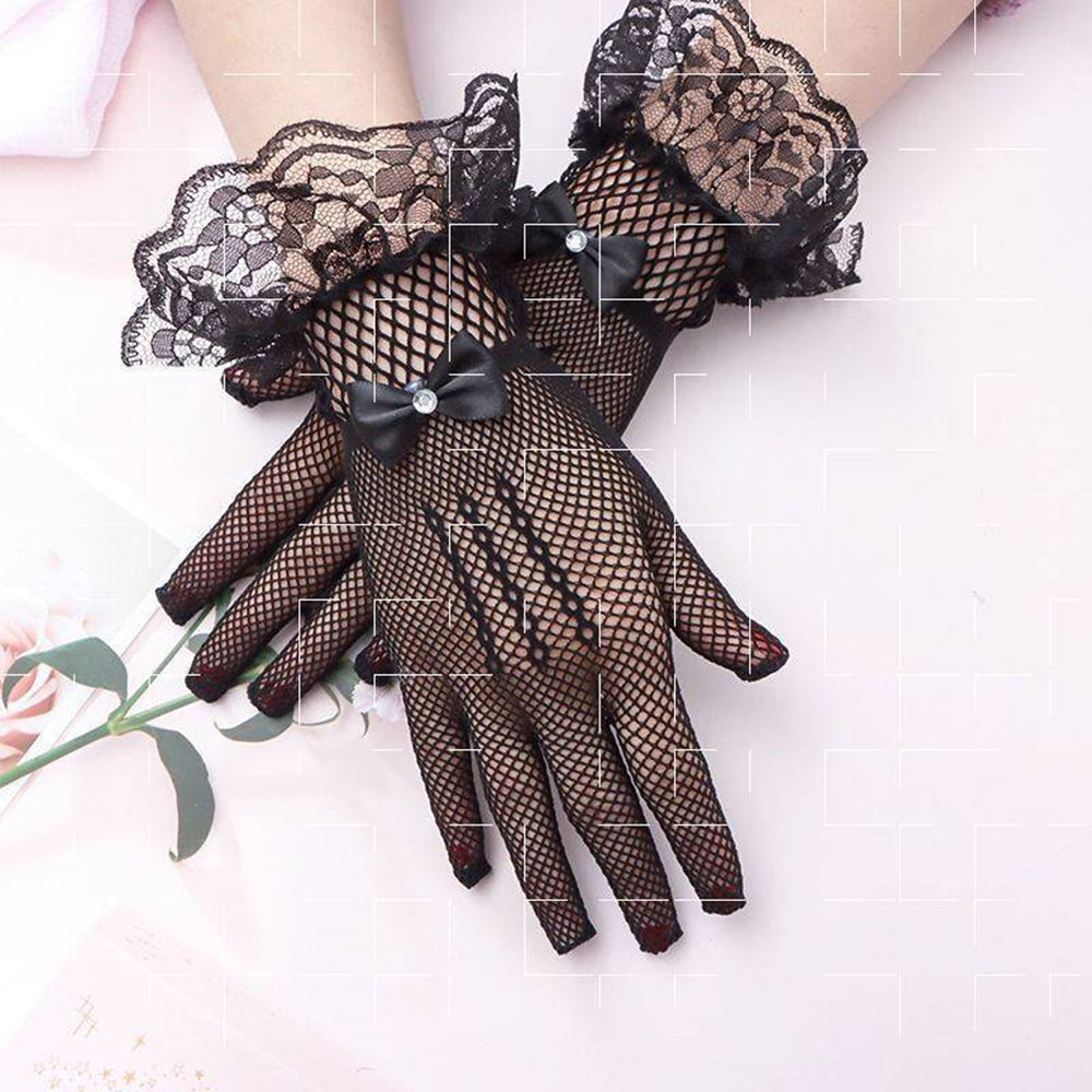 Anzailala Ladies Lace Gloves Elegant Short Gloves Courtesy Summer Gloves for Wedding Dinner Parties