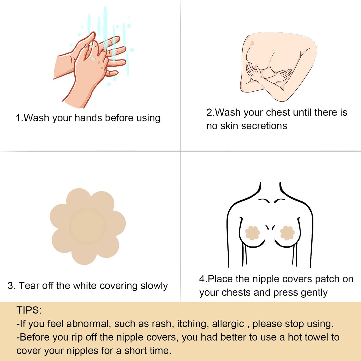 Anzailala 40 Pcs Nipple Covers Disposable Nipple Breast Covers for Women Breast Pasties Nipple Cover Sticker Flower and Round Pasties(20 Pairs)