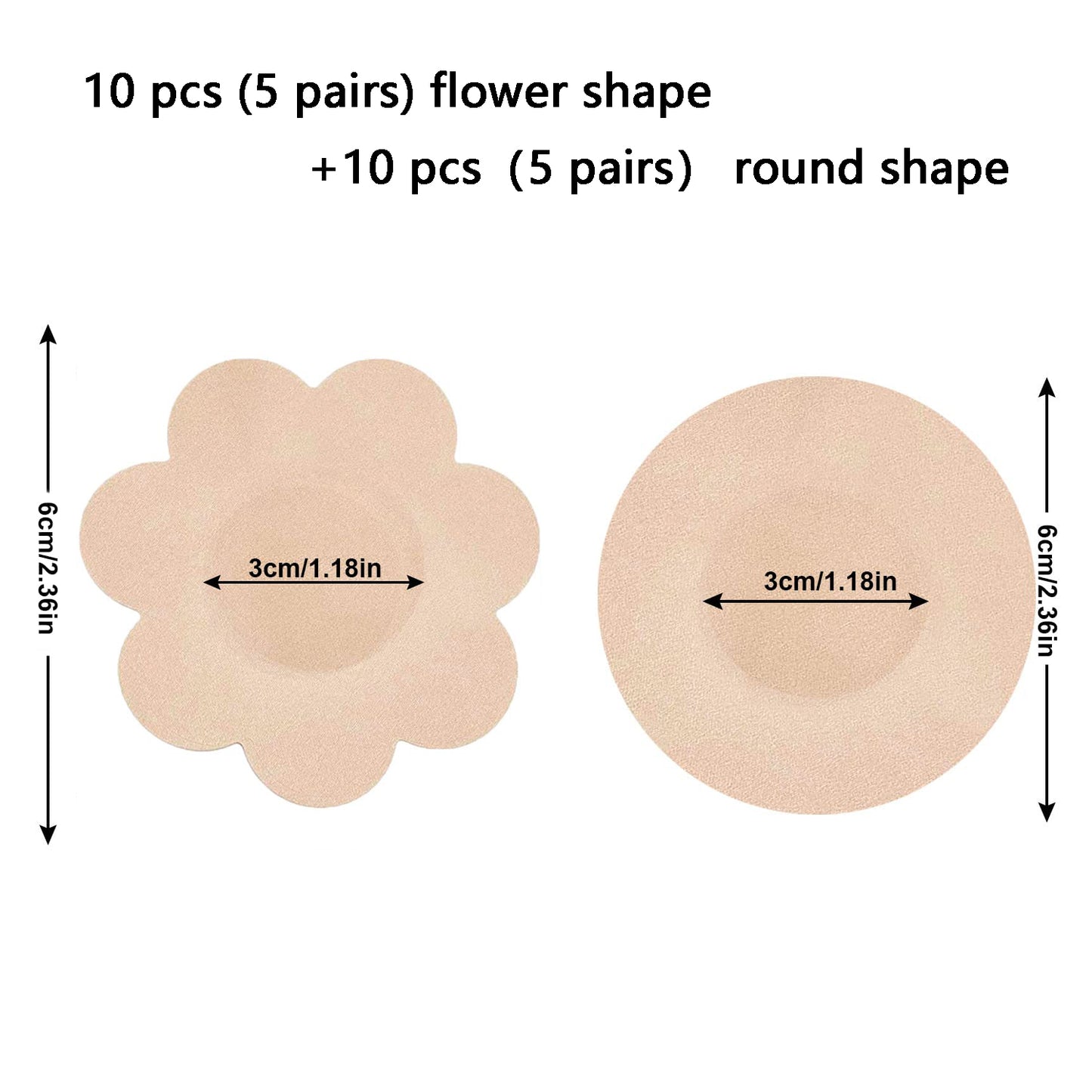 Anzailala 40 Pcs Nipple Covers Disposable Nipple Breast Covers for Women Breast Pasties Nipple Cover Sticker Flower and Round Pasties(20 Pairs)