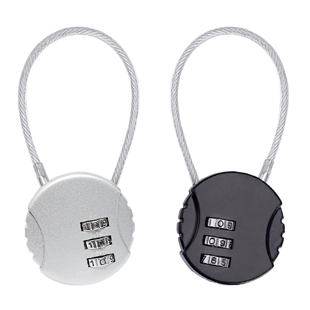 Anzailala Number Lock Combination Lock With Zinc Alloy Steel Cable Lock Small Locks For Travel Suitcase, Backpack, Lockers, Case, Toolbox (Pack Of 2 - Black, Silver)