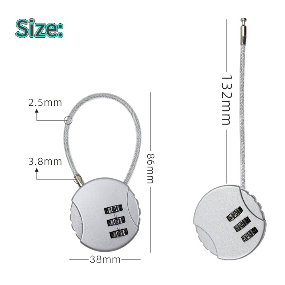 Anzailala Number Lock Combination Lock With Zinc Alloy Steel Cable Lock Small Locks For Travel Suitcase, Backpack, Lockers, Case, Toolbox (Pack Of 2 - Black, Silver)