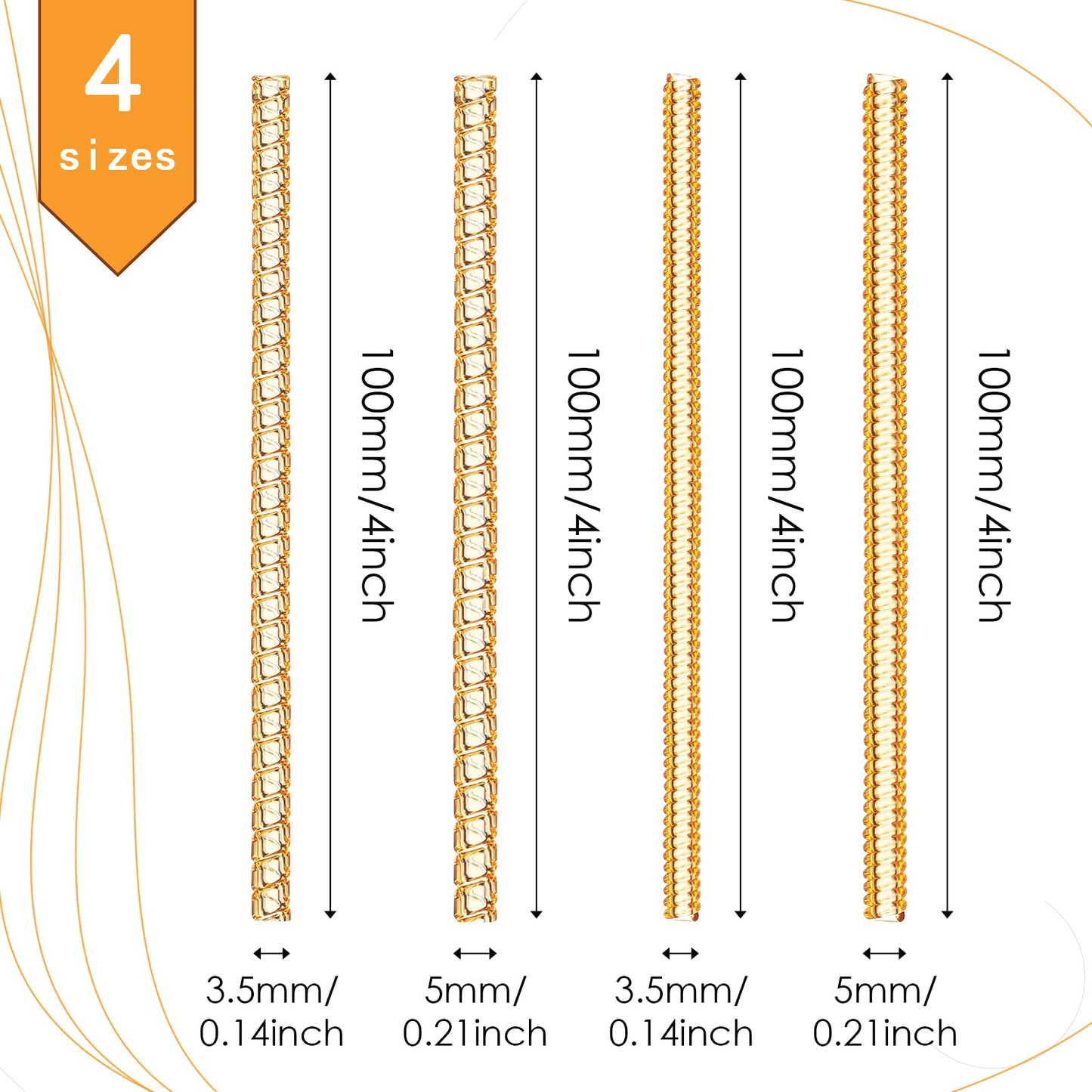 ANZAILALA Ring Size Adjuster for Loose Rings - 4 Sizes Ring Sizer Ring Tightener Resizer Fit Spiral Silicone Tightener Set(4 Pcs,gold)