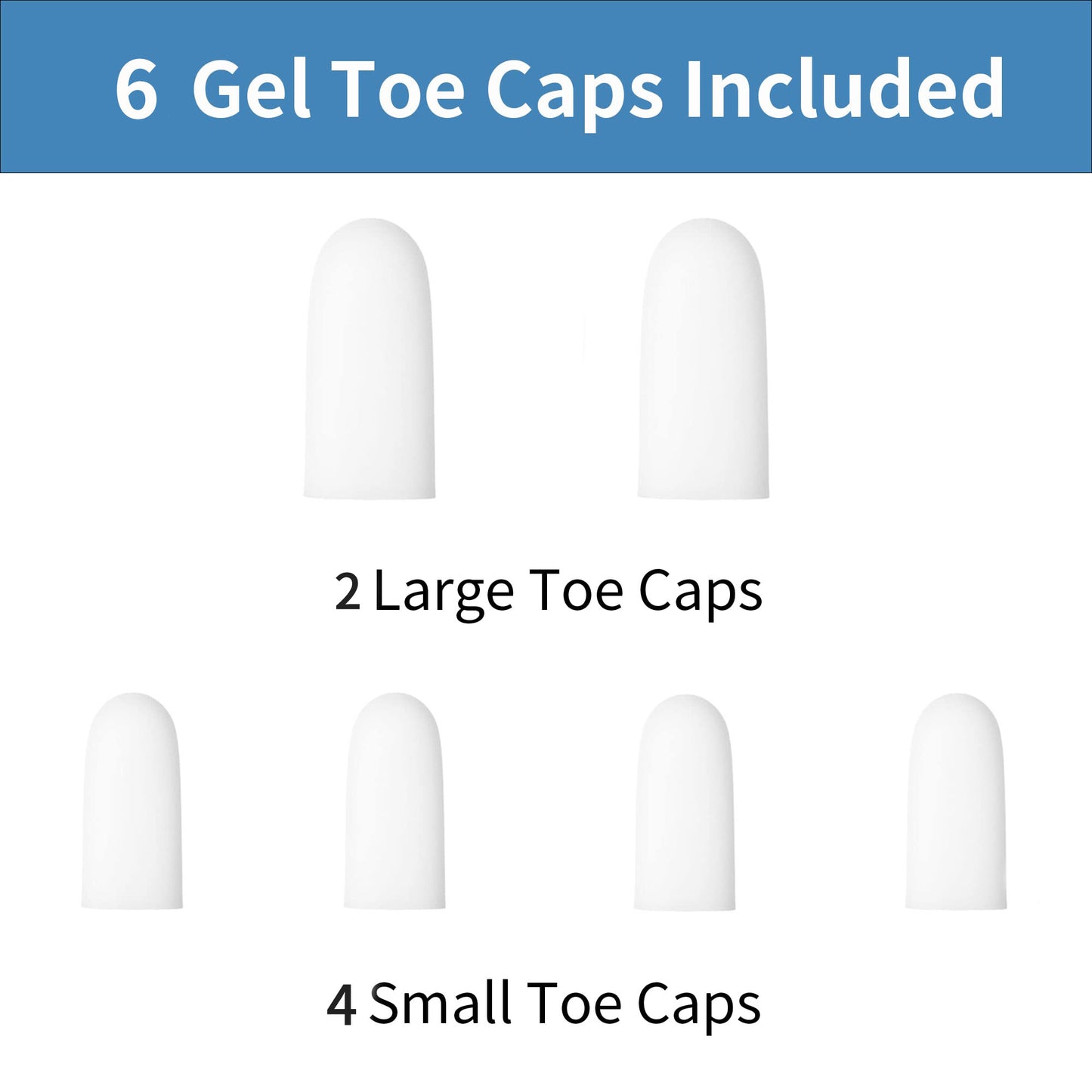 Anzailala Toe Protectors for Men Women Soft Gel Toe Caps for Foot Pain Relief Toe Separator Toe Sleeves for Ingrown Toenails Corns Calluses Blisters - 2 Large + 4 Small (L, 6)