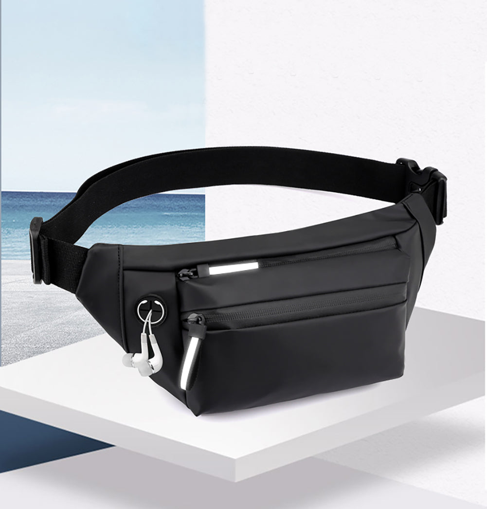 Anzailala Waist Bag for Men & Women,Fanny Pack with Portable,Adjustable Belt,Waterproof Chest Bag for Travel Hiking Running Outdoor(Black)