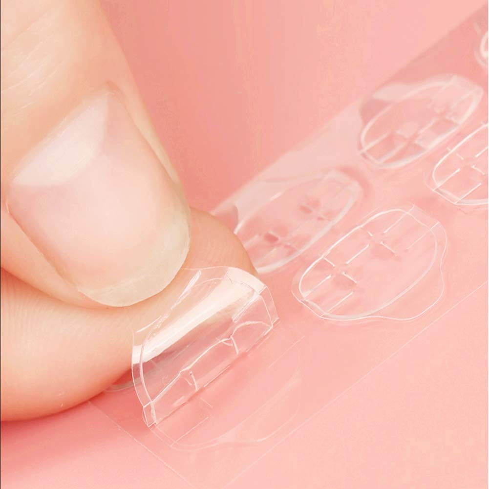 8 Sheets Double-sided Nail Jelly Sticker Waterproof Breathable Glue Tabs Jelly Glue Adhesive Tabs Super Sticky Fake Nail Glue Stickers for Manicure(8 sheets 192 pcs)
